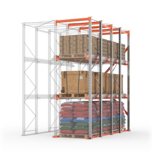 Секция доборная стеллажа набивного паллетного 4500х4200х1050 (85.1.5). Ярусы: пол+2