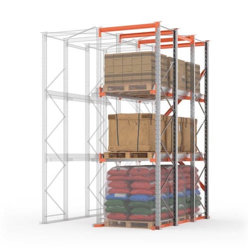 Секция доборная стеллажа набивного паллетного 4500х3300х1100 (85.1.5). Ярусы: пол+2