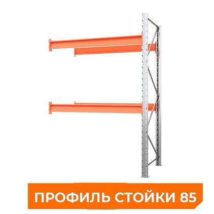 Секция приставная стеллажа металлического паллетного 3500х1800х1100 мм (85.1.5). Ярусы: пол+2